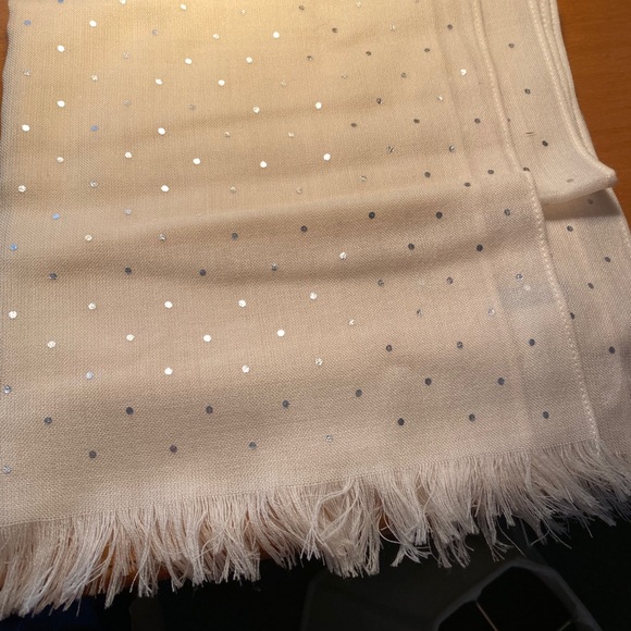 Jcrew cream scarf with silver dots